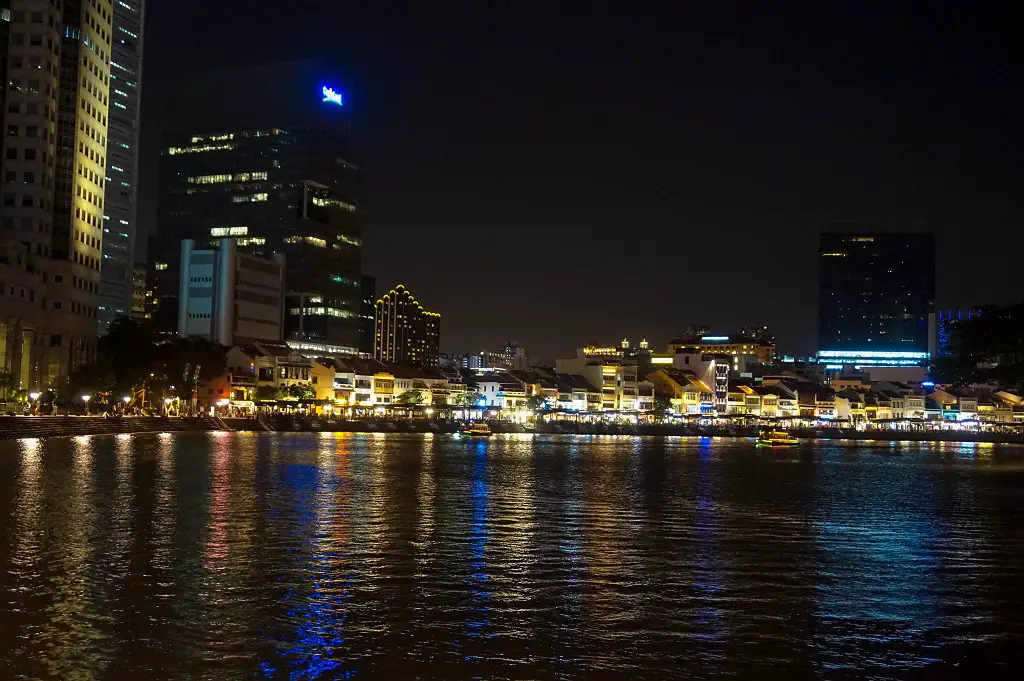 Boat Quay Singapur Nachtaufnahme