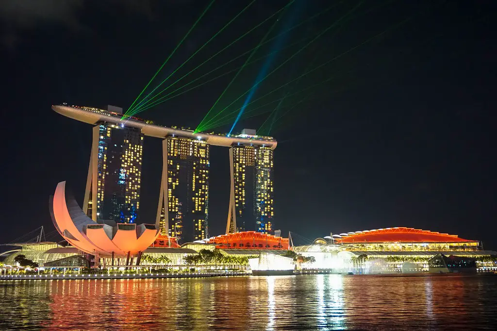 Marina Bay Lasershow Nachtaufnahme
