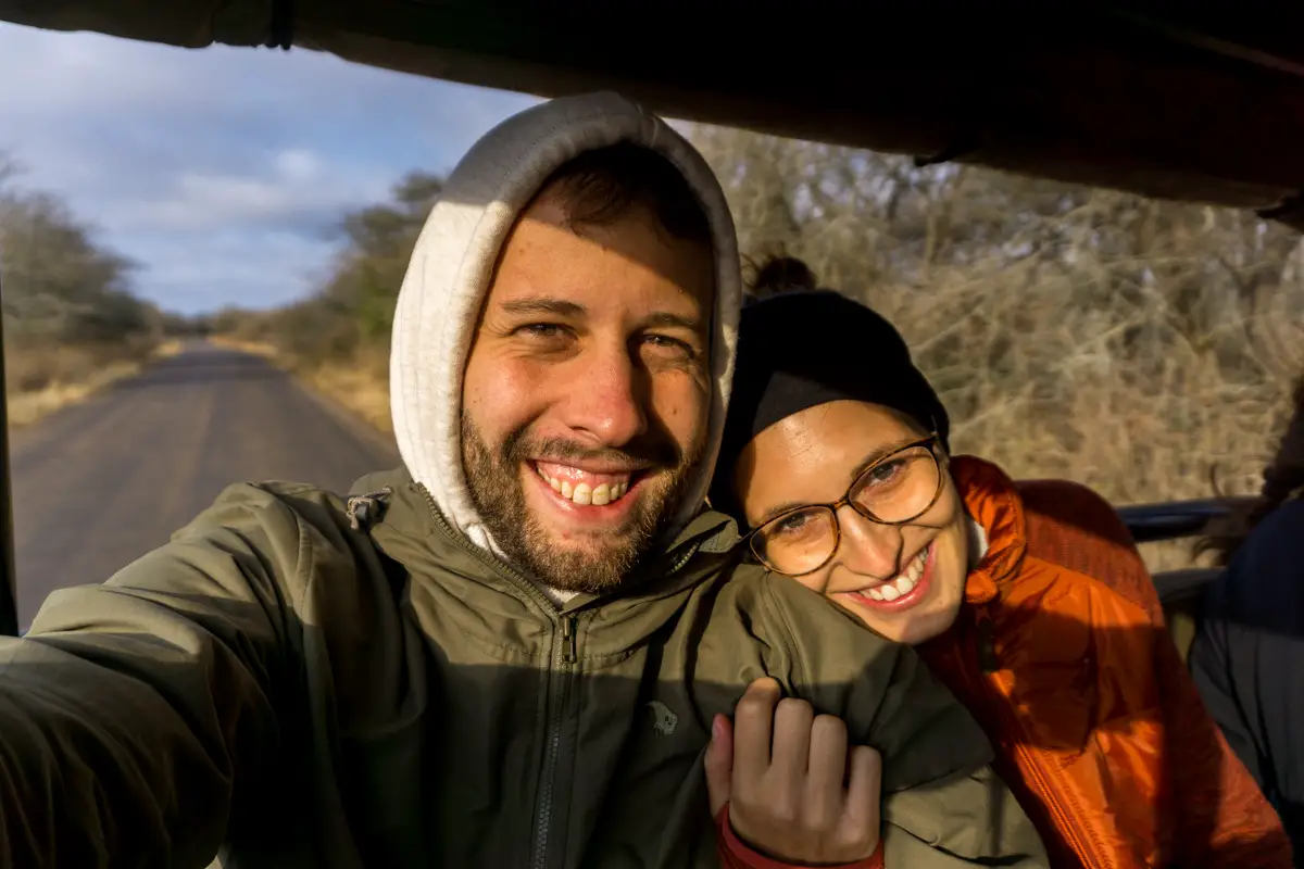 Wir beide glücklich im Safari Jeep