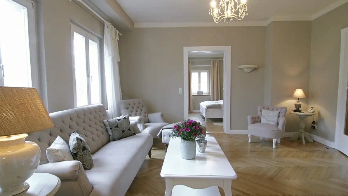 Wohnbereich in einer Suite des Romantik Hotels Brühl