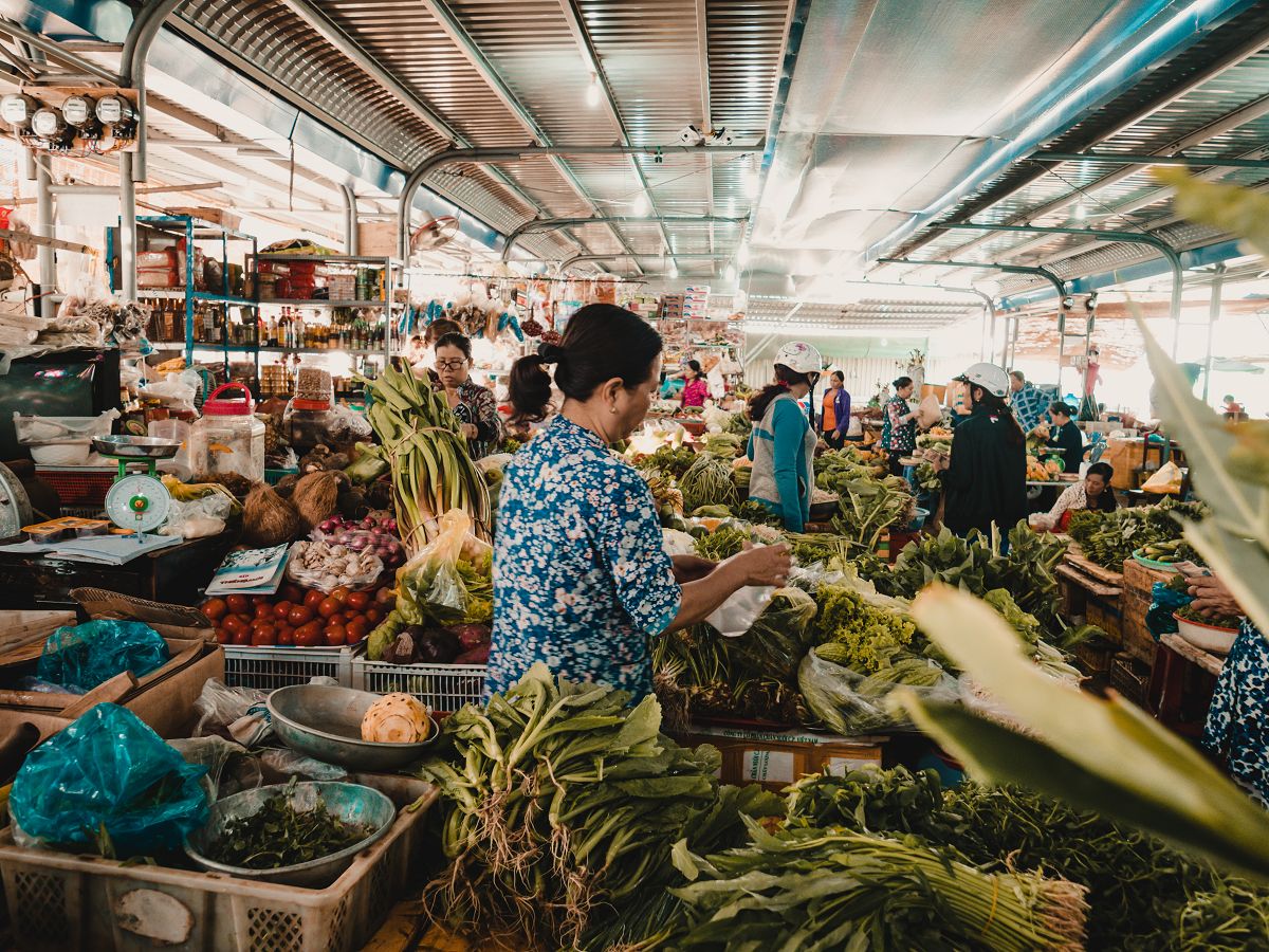 Obststand auf dem Cho Tam Markt