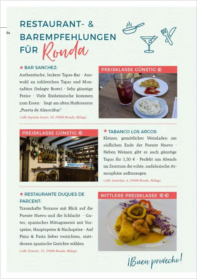 Restaurantseite mit Empfehlungen für Rona