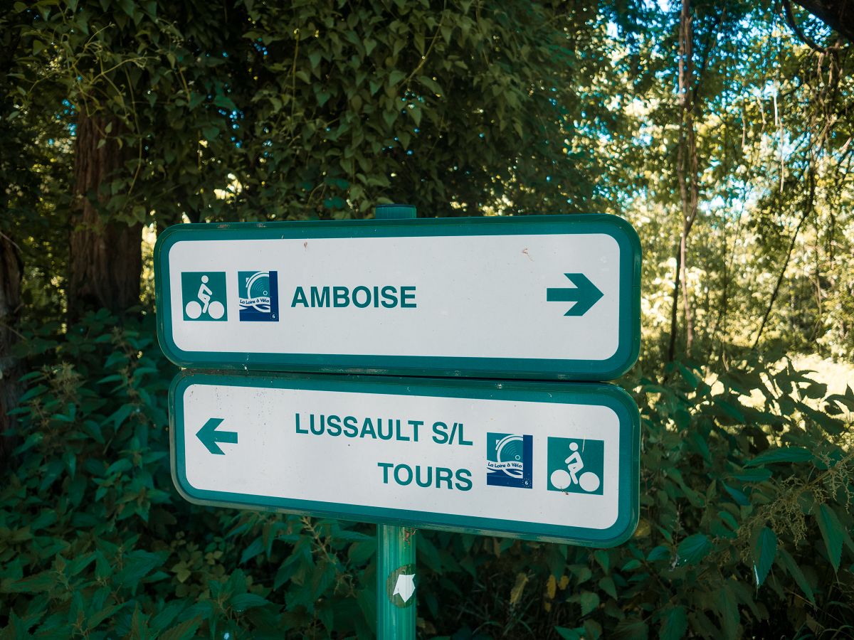 Wegweiser für die Fahrradfahrer an der Loire