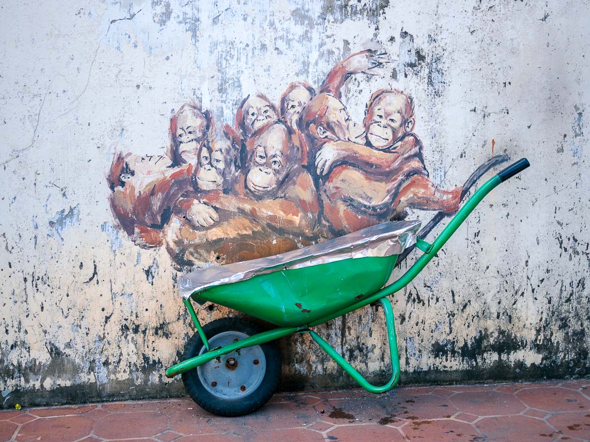 Orang-Utan Streetart auf Borneo