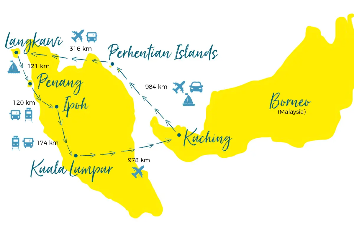 Unsere Landkarte hilft bei der Planung eurer Malaysia Rundreise