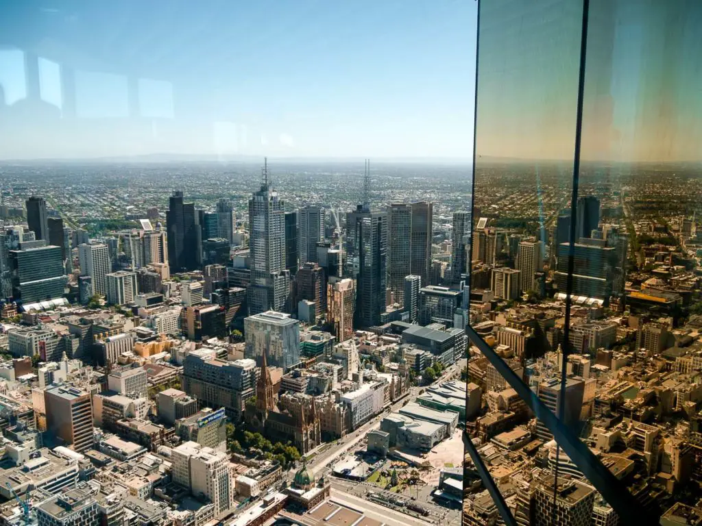 Die Stadt Melbourne vom Eureka Tower aus