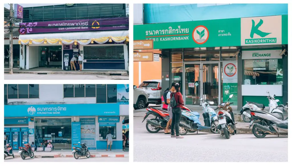 Drei unterschiedliche Banken in Thailand