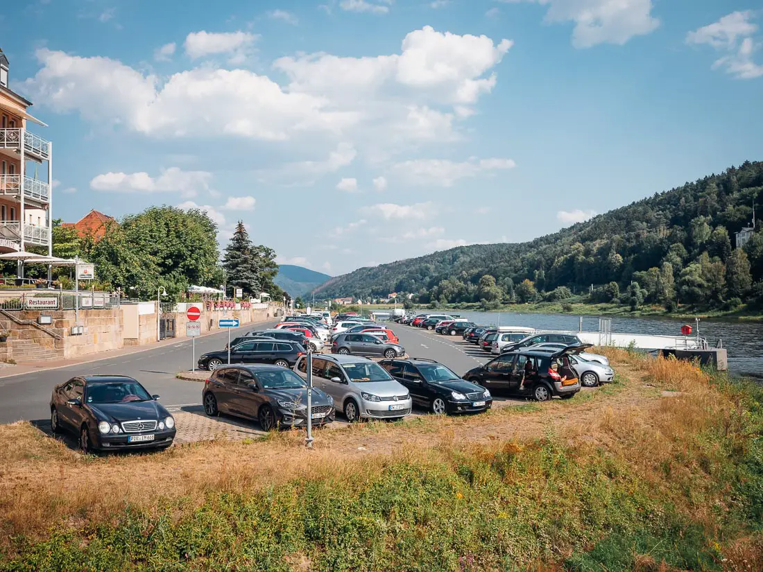 Parkplatz in Bad Schandau am Elbufer