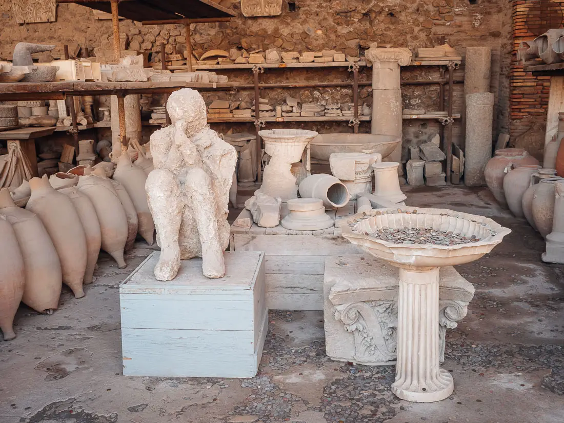 Gipsfigur in Pompeji, Italien